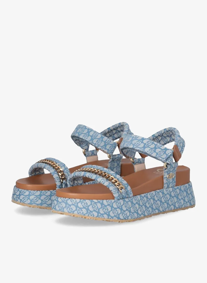 ليو جو صندل بكعب سميك مزين بشعار الماركة