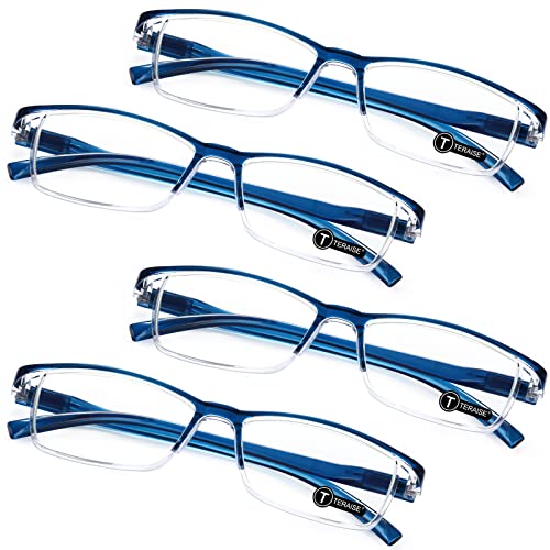 TERAISE Anti- UV Reading Glasses 4 Pairs Blue Light Blocking Reader Womens Mens (2.00X) - Image 1