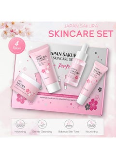 FirstFly Skin Care Sets for Women/Girls JAPAN SAKURA Beauty Gift Sets Skincare Kit with Cleanser, Serum, Eye Cream, Face Cream Travel Pamper Sets for Women Gifts,Skin Care Sets & Kits  - Image 2