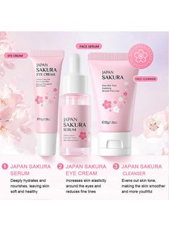 FirstFly Skin Care Sets for Women/Girls JAPAN SAKURA Beauty Gift Sets Skincare Kit with Cleanser, Serum, Eye Cream, Face Cream Travel Pamper Sets for Women Gifts,Skin Care Sets & Kits  - Image 3