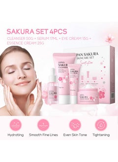 FirstFly Skin Care Sets for Women/Girls JAPAN SAKURA Beauty Gift Sets Skincare Kit with Cleanser, Serum, Eye Cream, Face Cream Travel Pamper Sets for Women Gifts,Skin Care Sets & Kits  - Image 4