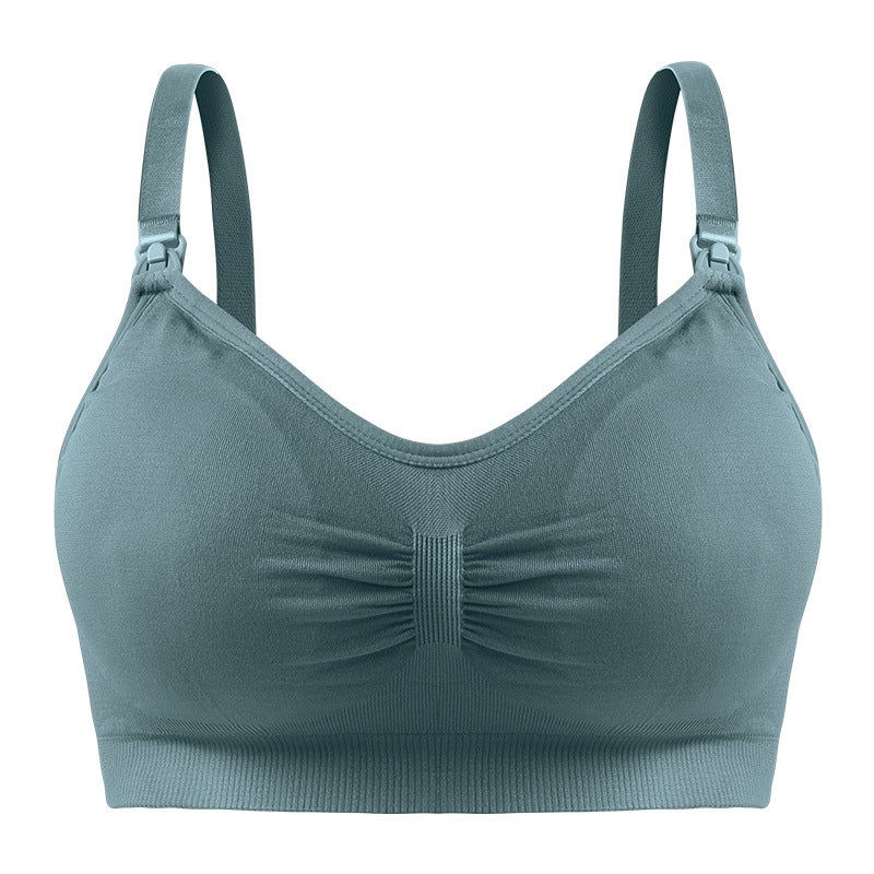 Nursing Bra Open Buckle Without Steel Ring Double Layer Seamless Postpartum Nursing Bra Underwear With Detachable Breathable Breast Pad - Image 1