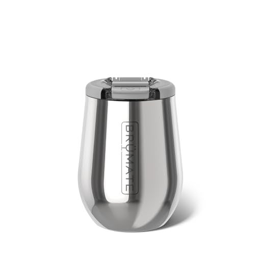 BrÃ¼Mate BrMate Uncorkd 14oz 100 Leakproof Insulated Wine Tumbler Locking Lid Insulated Stainless Steel Wine Glass Perfect For Travel Outdoors BPAFree Polished Stainless - Image 1