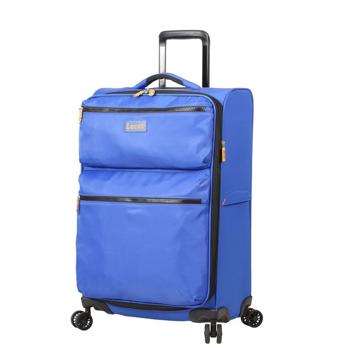 LUCAS Designer Luggage Collection Expandable 24 Inch Softside Bag Durable Mid-Sized Ultra Lightweight Checked Suitcase With 8-Rolling Spinner Wheels (Royal Blue) - Image 4