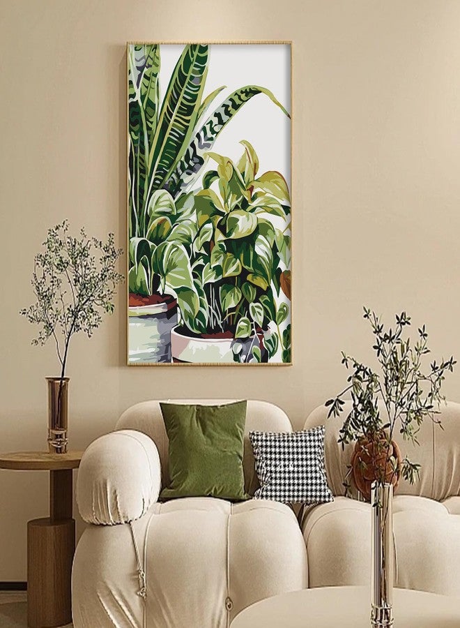 Camocin Framed Paint by Numbers Kit for Adults Beginner & Kids Ages 10-13, Plants Easy Paint by Numbers with Frame, Green Plants Acrylic Adult Painting by Number Kits on Canvas Framed 8 x 12 Inch - Image 2