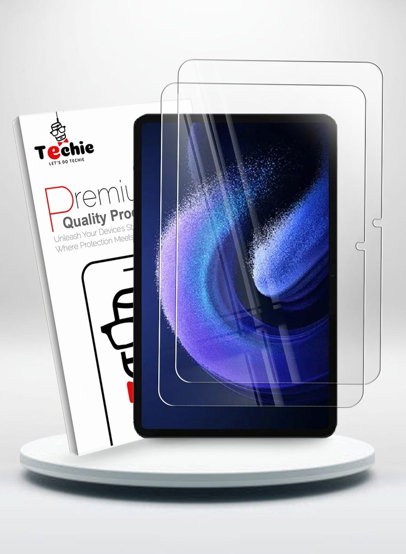 Techie حزمة 2 من واقي الشاشة الزجاجي المقسى الواضح HD خالي من الفقاعات سهل التركيب لجهاز Xiaomi Pad 6 / Xiaomi Pad 6 Pro 11 بوصة 2023 - Image 1