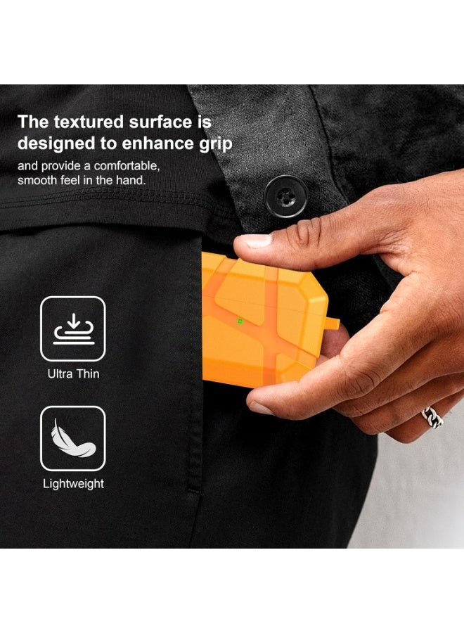 جراب حماية سيليكون مقاوم للصدمات لسماعات AirPods Pro 3، متوافق مع الجيل الثالث من AirPods Pro، بتصميم صلب مقاوم للخدوش، مزود بحلقة تعليق أمامية، لون برتقالي - Image 4