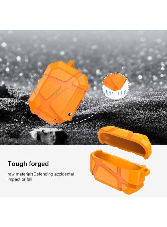 جراب حماية سيليكون مقاوم للصدمات لسماعات AirPods Pro 3، متوافق مع الجيل الثالث من AirPods Pro، بتصميم صلب مقاوم للخدوش، مزود بحلقة تعليق أمامية، لون برتقالي - Image 5
