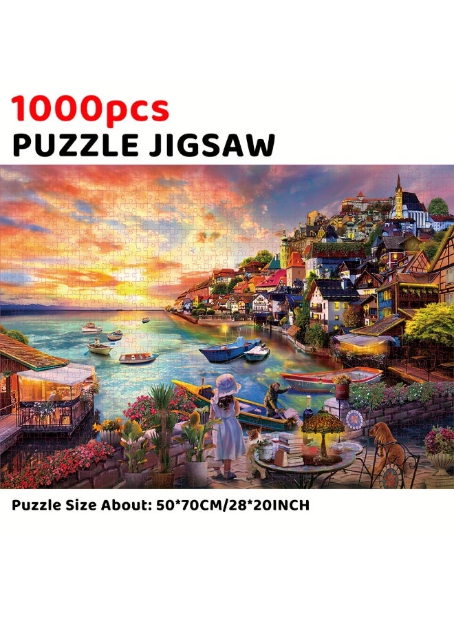 1000-Piece Large Jigsaw Puzzle – 70x50cm White Art Puzzle for Home & Café Décor, Stress Relief & Brain Training, Water-Resistant & Scratch-Resistant, Perfect Gift for Christmas, New Year, Thanksgiving, Easter & Family Gatherings - Image 3