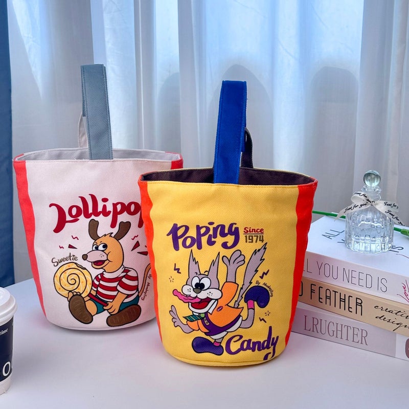 New Bucket Bag Trendy Cat And Dog Handbag Advanced Texture Hand Bag All-Match Canvas Bag - Image 4