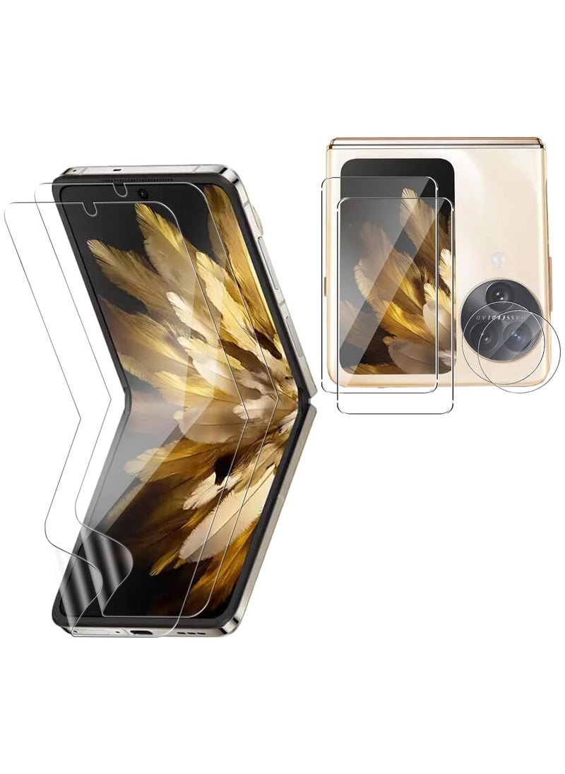 General - OPPO Find N3 Flip Screen Protector, [2+2+2PCS] Flexible TPU Full Coverage Soft Film, Clear Scratch Resistant + Tempered Glass Film on The Back and Camera Protector Lens - Image 1