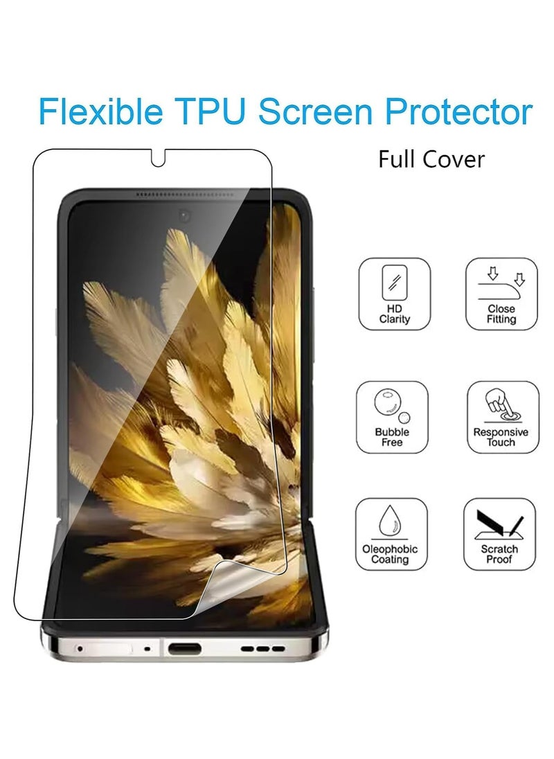 General - OPPO Find N3 Flip Screen Protector, [2+2+2PCS] Flexible TPU Full Coverage Soft Film, Clear Scratch Resistant + Tempered Glass Film on The Back and Camera Protector Lens - Image 1