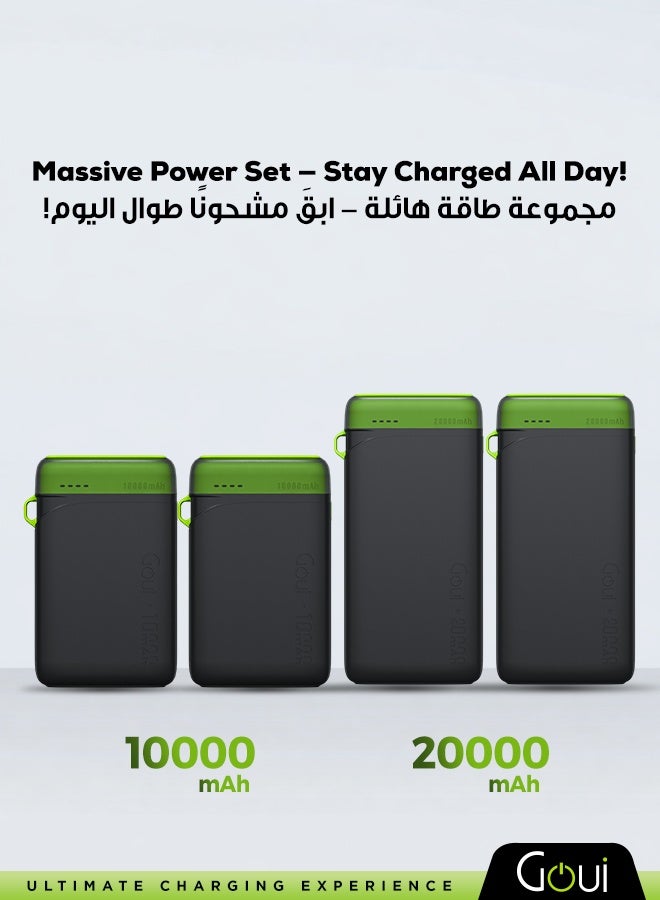 جوي بكج العودة للمدارس يحتوي على باور بانك بواني (عدد 2 بسعة 20,000 ملي أمبير + عدد 2 بسعة 10,000 ملي أمبير) | شواحن متنقلة عالية السعة | ثلاثي المخارج (منفذان Type-C + منفذ USB-A) | تصميم مدمج و صغير الحجم يدعم الشحن المتزامن للهواتف الذكية و الأجهزة اللوحية وأجهزة الألعاب و سماعات البلوتوث و المزيد | تصميم مناسب للسفر لتوفير الطاقة أثناء التنقل 10000 mAh - Image 2