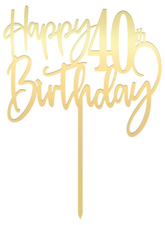 Bekaterea Happy 40th birthday cake Topper,Mirrored Gold Acrylic Durable Cake Topper,40th Birthday Party Cake Decorations,Hello 40th years old, Happy forty years old, Birthday Party Decorations - Image 3