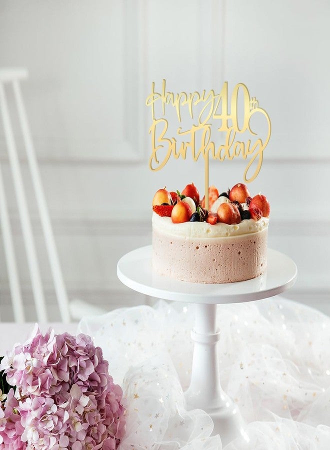 Bekaterea Happy 40th birthday cake Topper,Mirrored Gold Acrylic Durable Cake Topper,40th Birthday Party Cake Decorations,Hello 40th years old, Happy forty years old, Birthday Party Decorations - Image 2