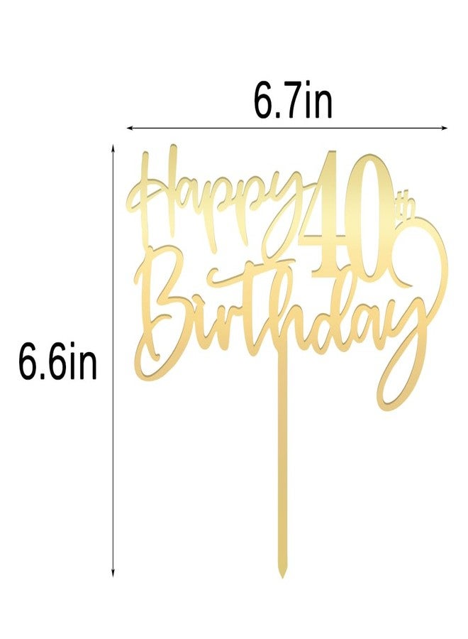 Bekaterea Happy 40th birthday cake Topper,Mirrored Gold Acrylic Durable Cake Topper,40th Birthday Party Cake Decorations,Hello 40th years old, Happy forty years old, Birthday Party Decorations - Image 4