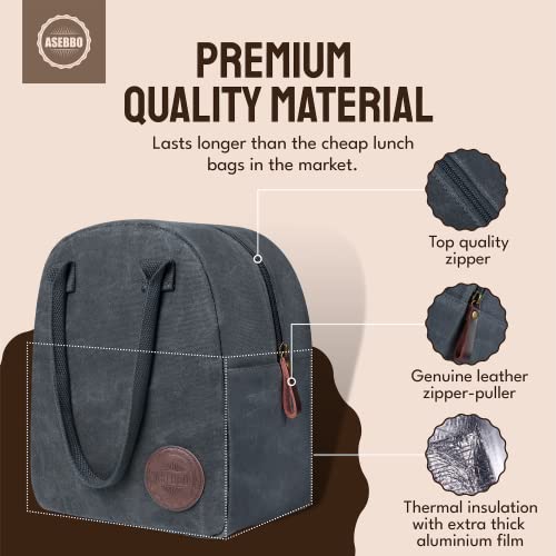 ASEBBO Lunch Tote Bag Box for Professional Women Men Reusable Insulated, Leakproof Waterproof Thermal Cooler Food Handbags High Capacity for Travel Work Picnic (Elegant Gray) - Image 2