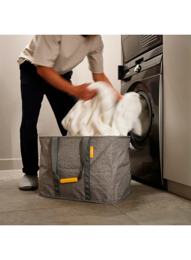 Hold-All - Collapsible Folding 35L/9.2 Gallon Washing Laundry Basket Bag, Durable Fabric, Moisture Resistant, Grey - Image 1