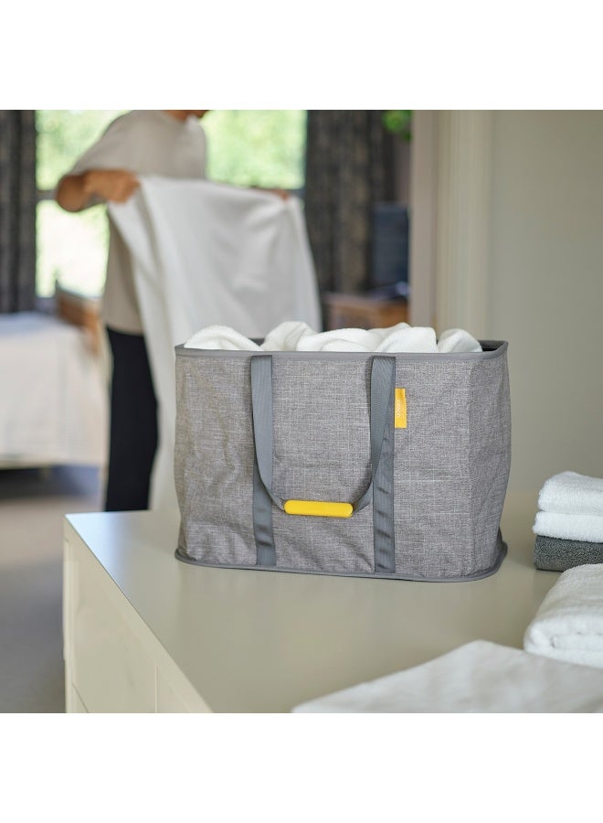 Hold-All - Collapsible Folding 35L/9.2 Gallon Washing Laundry Basket Bag, Durable Fabric, Moisture Resistant, Grey - Image 3