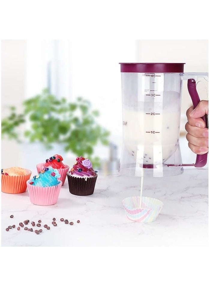 Pancake Batter Dispenser - Kitchen Must Have Tool for Perfect Pancakes, Cupcake, Waffle, Muffin Mix, Cake  Crepe - Easy Pour Baking Supplies for Griddle - Pancake Maker with Measuring Label - Image 4