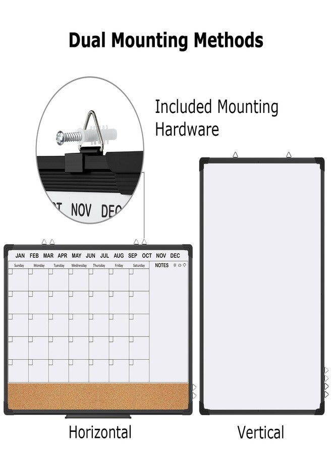 EAONE 24x18 in Double Side Whiteboard Calendar & Cork Board Combo for Wall, 3 in 1 Magnetic Dry Erase Whiteboard Monthly Calendar and Bulletin Board with Aluminum Frame for Home Office Kitchen - Image 4
