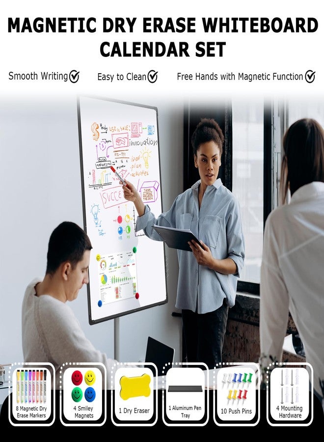 EAONE 24x18 in Double Side Whiteboard Calendar & Cork Board Combo for Wall, 3 in 1 Magnetic Dry Erase Whiteboard Monthly Calendar and Bulletin Board with Aluminum Frame for Home Office Kitchen - Image 5