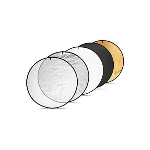 Digitek (DRB 5-1) Camera Reflector 45-inch /110 cm 5 in 1 Collapsible Multi-Disc Light with Bag - Translucent, Silver, Gold, White and Black for Studio Photography - Image 1