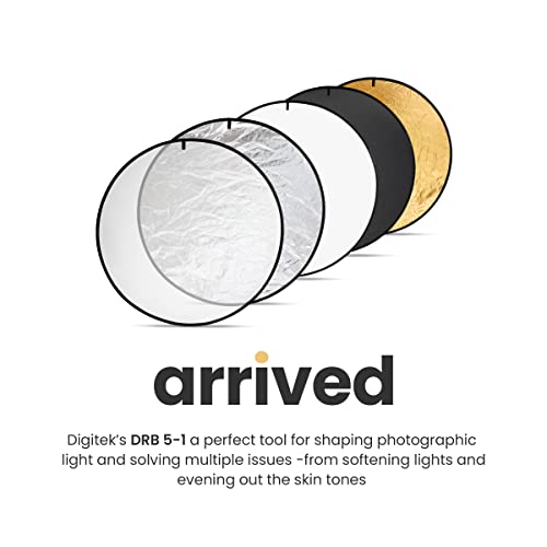 Digitek (DRB 5-1) Camera Reflector 45-inch /110 cm 5 in 1 Collapsible Multi-Disc Light with Bag - Translucent, Silver, Gold, White and Black for Studio Photography - Image 2