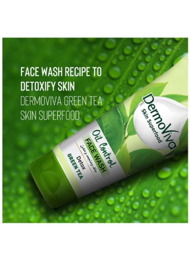 DermoViva Detox Green Tea purifying Oil Control Face Scrub Green 150ml - Image 3