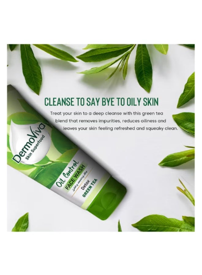 DermoViva Detox Green Tea purifying Oil Control Face Scrub Green 150ml - Image 2