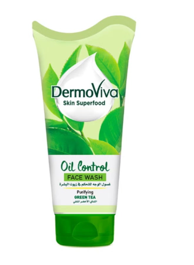 DermoViva Detox Green Tea purifying Oil Control Face Scrub Green 150ml - Image 1