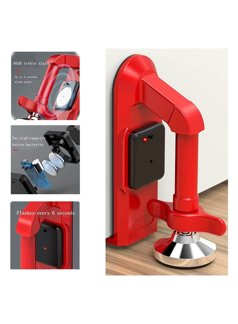 Portable Door Security Lock, Door Jammer, 80 Decibel Alarm Portable Door Lock Stopper with 2 Extra Batteries for Travel/Apartment/Safety Self Defense/Home Hotel, Personal Protection Security Device - Image 3