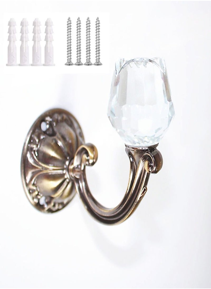 Golden Homee - 2 Pieces Crystal Curtain Holder Decoration Wall Hooks - Image 1