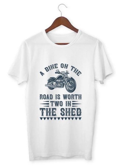 Men's Printed T-Shirt A Bike On The Road Is Worth Two In The Shed