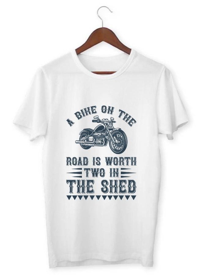 Generic - Men's Printed T-Shirt A Bike On The Road Is Worth Two In The Shed - Image 1
