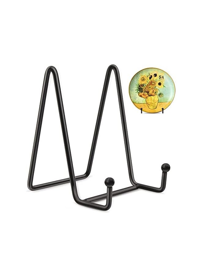 The Bros 2 Pack 4 Inch Plate Stands for Display - Black Iron Easel Plate Holder Display Stands Metal Frame Holder Stands for Pictures, Photo, Decorative Plate Dish and Tabletop Art  - Image 2
