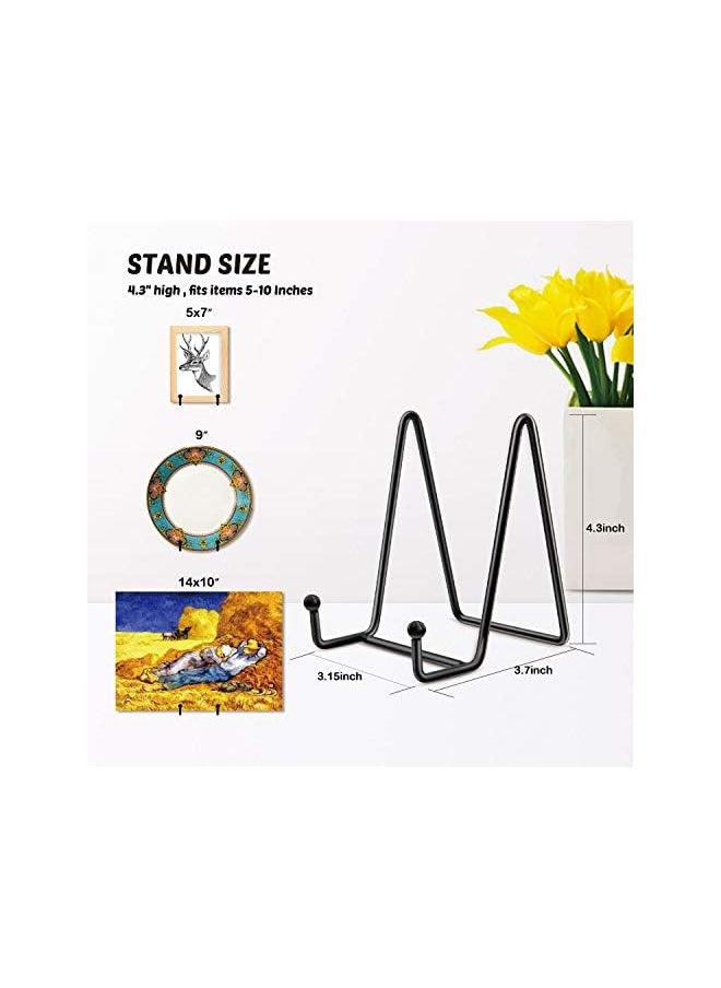 The Bros 2 Pack 4 Inch Plate Stands for Display - Black Iron Easel Plate Holder Display Stands Metal Frame Holder Stands for Pictures, Photo, Decorative Plate Dish and Tabletop Art  - Image 3