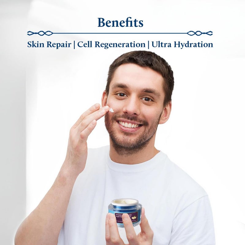 Blue Nectar كريم ليلي مضاد للشيخوخة من بلو نكتار للرجال لإصلاح البشرة وترطيبها يحتوي على 16 عشبة 50 جرام - Image 3