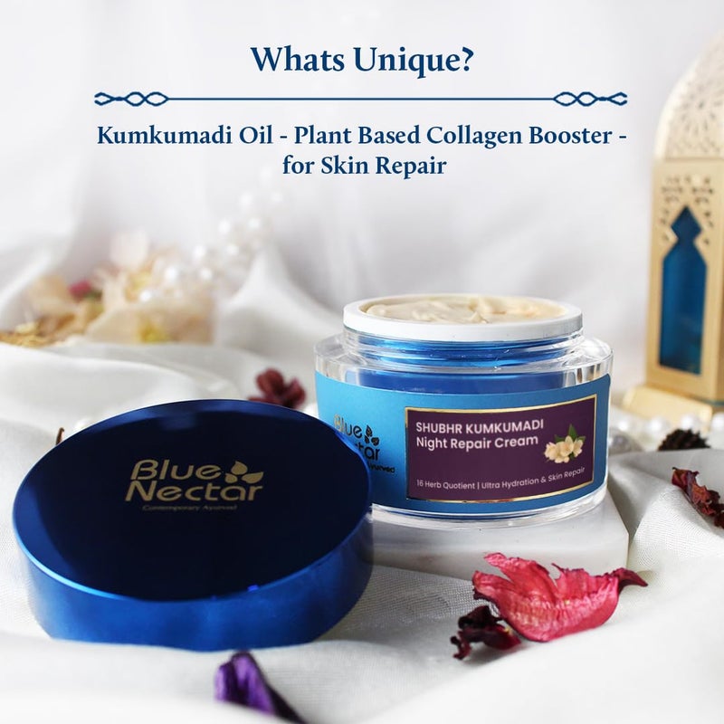Blue Nectar كريم ليلي مضاد للشيخوخة من بلو نكتار للرجال لإصلاح البشرة وترطيبها يحتوي على 16 عشبة 50 جرام - Image 2