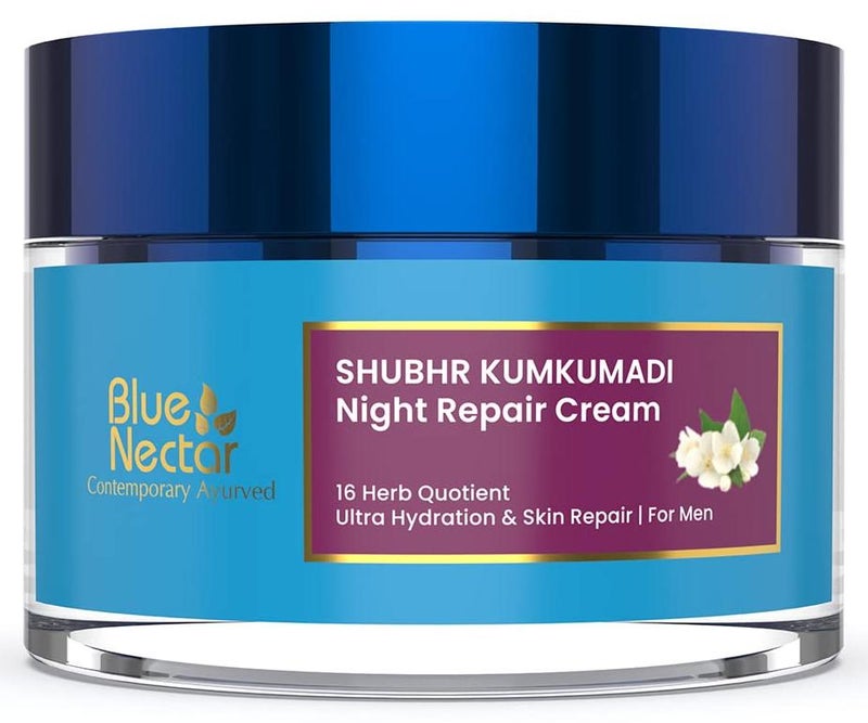 Blue Nectar كريم ليلي مضاد للشيخوخة من بلو نكتار للرجال لإصلاح البشرة وترطيبها يحتوي على 16 عشبة 50 جرام - Image 1