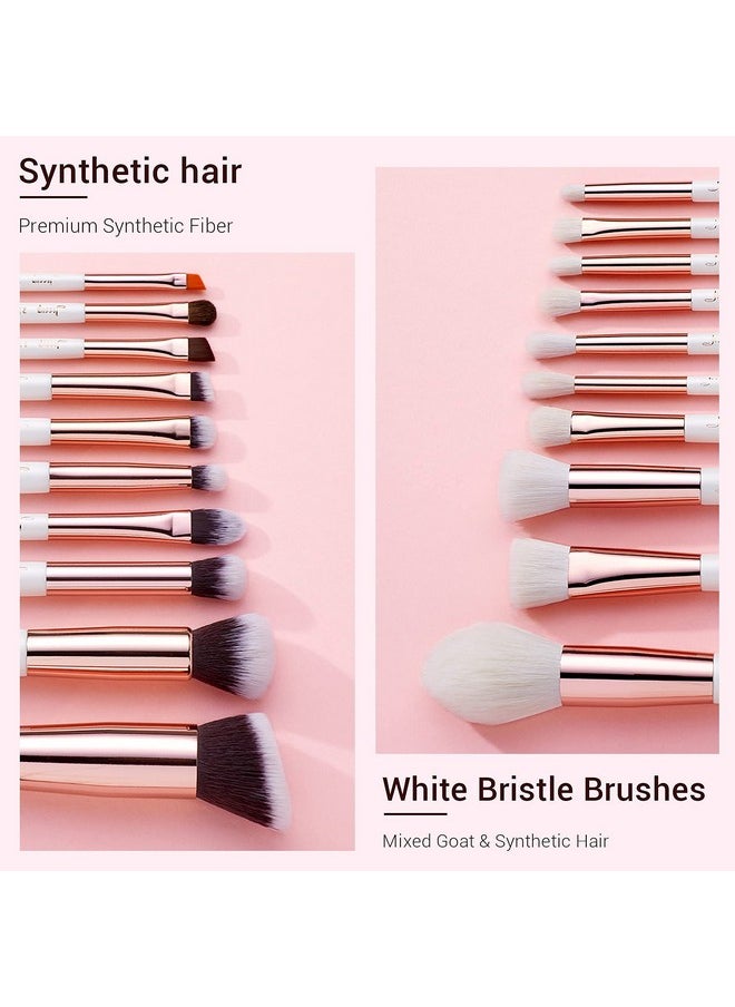 Jessup - White Pro Makeup Brush Set Soft Natural Bristle Foundation Eyeshadow Blending Blusher Buffer Concealer Brush 20Pcs T225 - Image 1