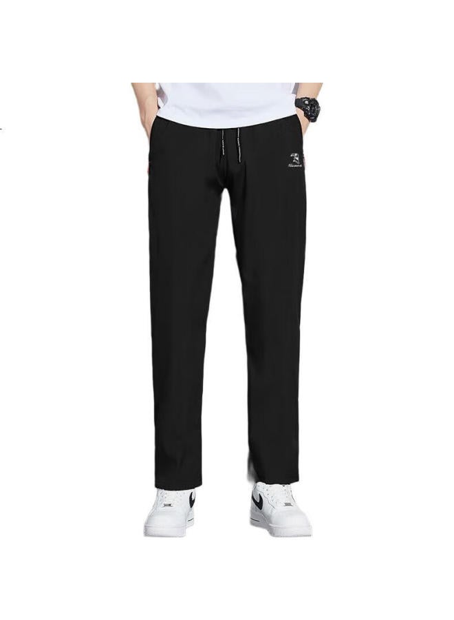 Tucano Men'S Thin Business Casual Solid Color Straight Slim Fit Long Pants Men'S Casual Pants Black 2Xl - Image 3