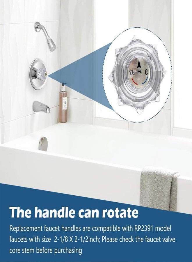 HOUSEEN Faucet Handles Replacement Compatible with Delta Faucet RP2391, Single Clear Knob Handle Kit with Offset Hole for Shower/Tub, 2-1/2" H x 2-1/8" W, Shower Faucet Knob Replacement, Clear Acrylic Finish - Image 4