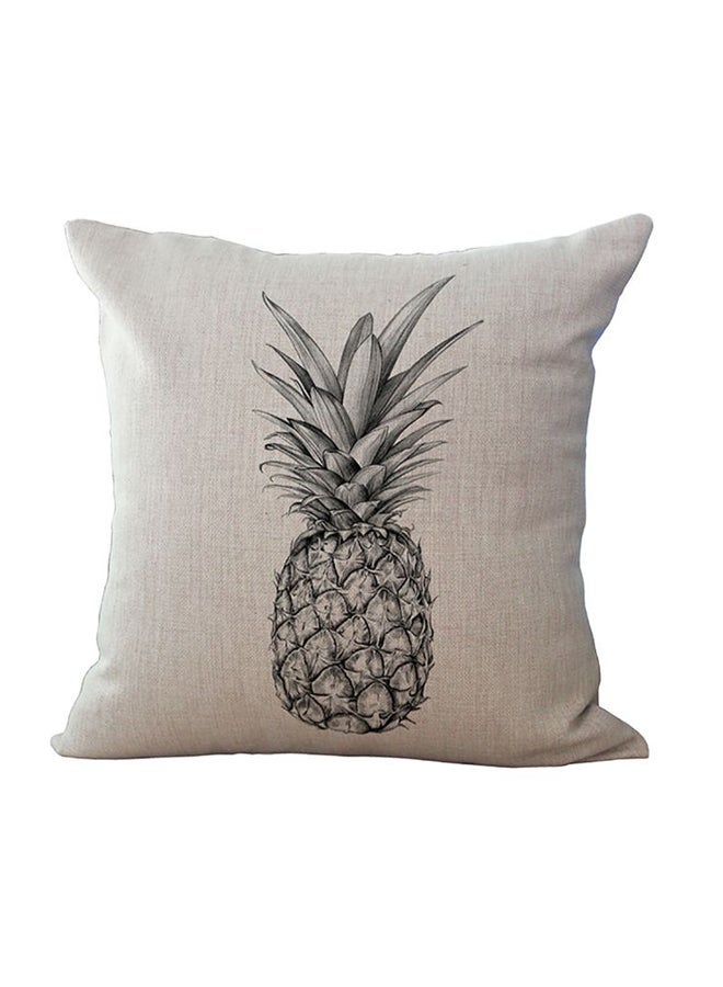 NIBEMINENT Pineapple Printed Cushion Cover Beige 45 x 45cm