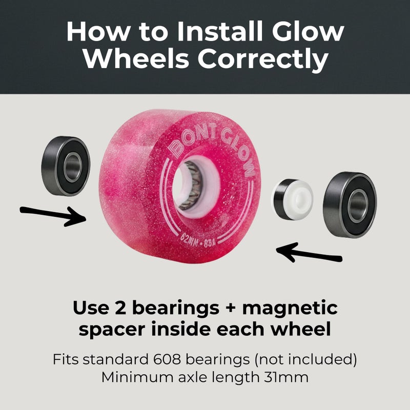 Bont Glow Light Up LED OUTDOOR Roller Skate Wheels â€“ 62x35mm 83A | Pack of 4 | For Street and Recreational Skating (Misty Teal) - Image 5