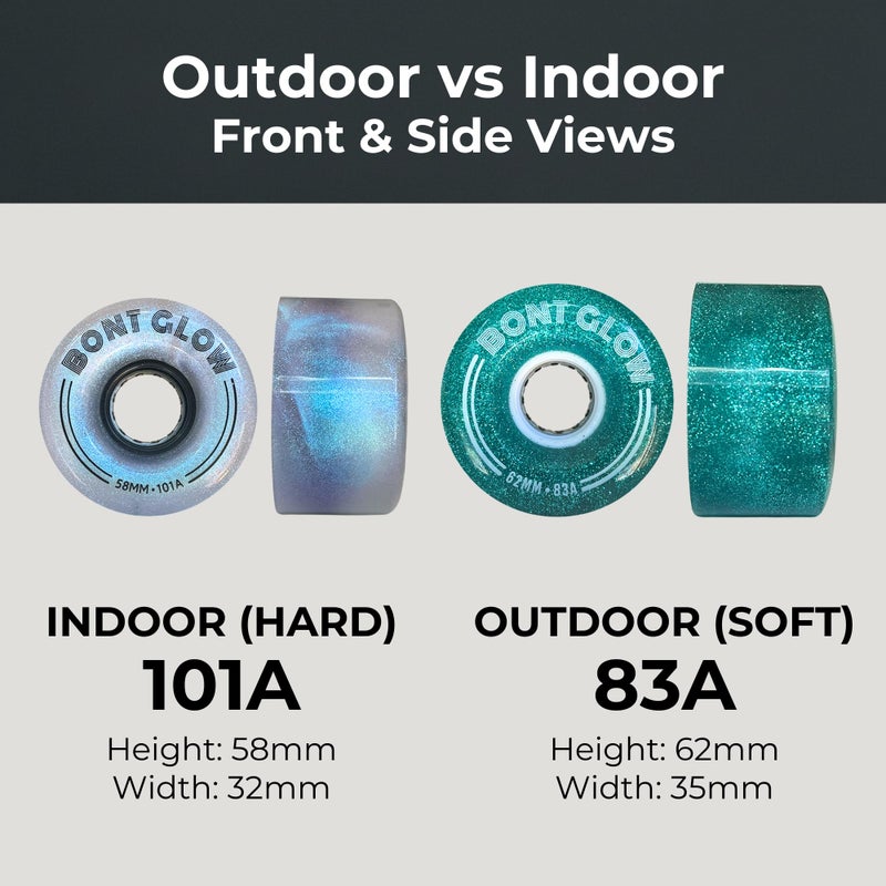 Bont Glow Light Up LED OUTDOOR Roller Skate Wheels â€“ 62x35mm 83A | Pack of 4 | For Street and Recreational Skating (Misty Teal) - Image 3
