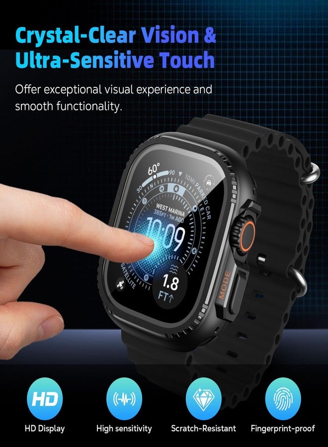 MoKo Protective Case for Apple Watch Ultra 3/2/1 49mm, with Tempered Glass Screen Protector and Back Cover 360° Full Protection for iWatch, Rugged Bumper Metal Cover for Smartwatch, Black - Image 5