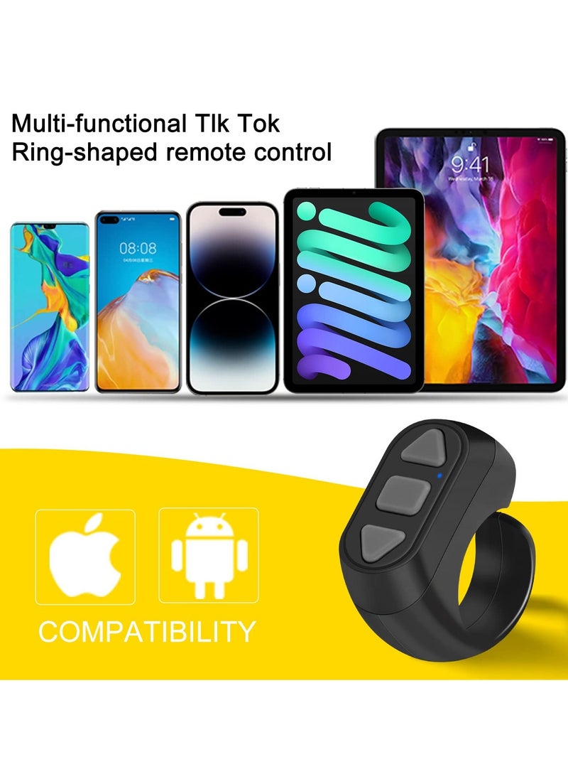 KASTWAVE - Remote Control for TikTok, Kindle App Page Turner, Bluetooth Camera Video Recording, Tik Tok Scrolling Ring for Sending on iPhone, iPad, iOS, Android Camera Remote Shutter Selfie Button, Black. - Image 1