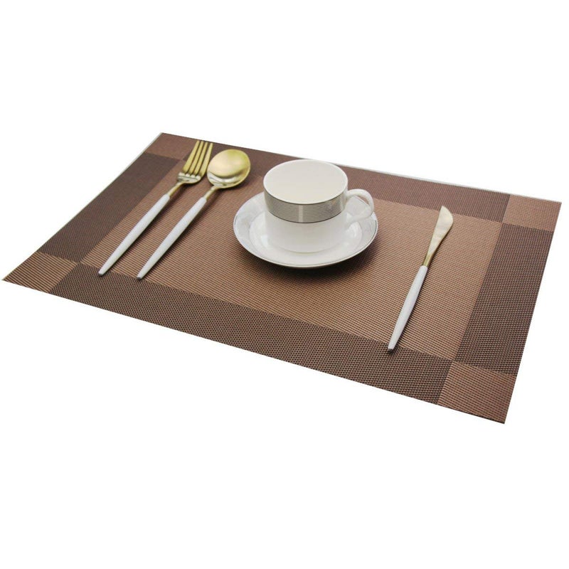 Baskety Eco-Friendly Colorful Mats Place Mats Tablemates Dining Tablemates Washable Heat-Resistant for Dining Table 30cm*45 cm Dining Table Kitchen Placemats(Brown) (6) - Image 1