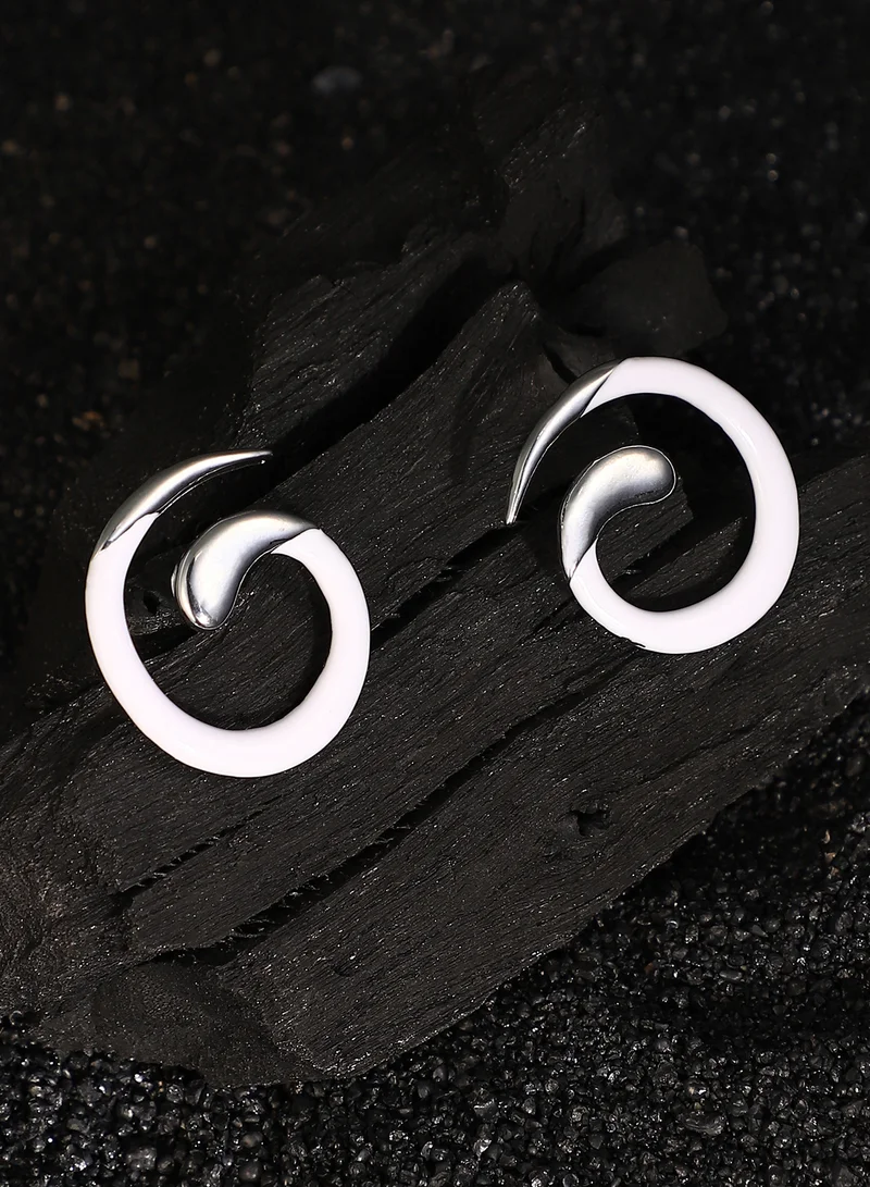 سوهي أقراط نسائية مطلية بالفضة بتصميم حلزوني